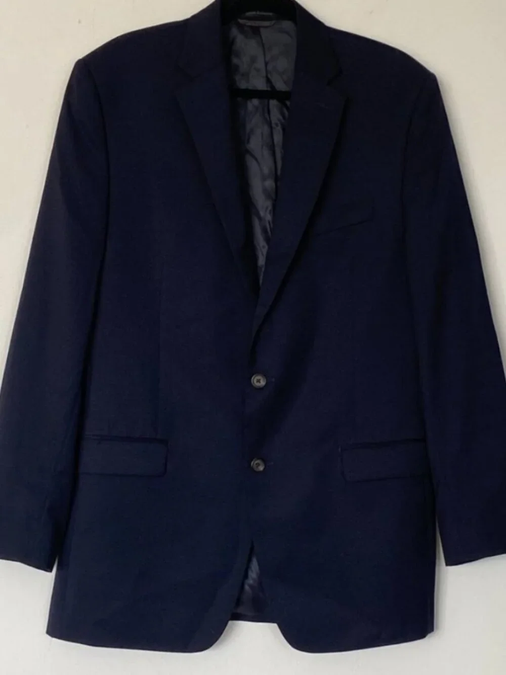 LAUREN Ralph Lauren Men Blazer Navy Blue Size 40L 100% Wool Classic Fit